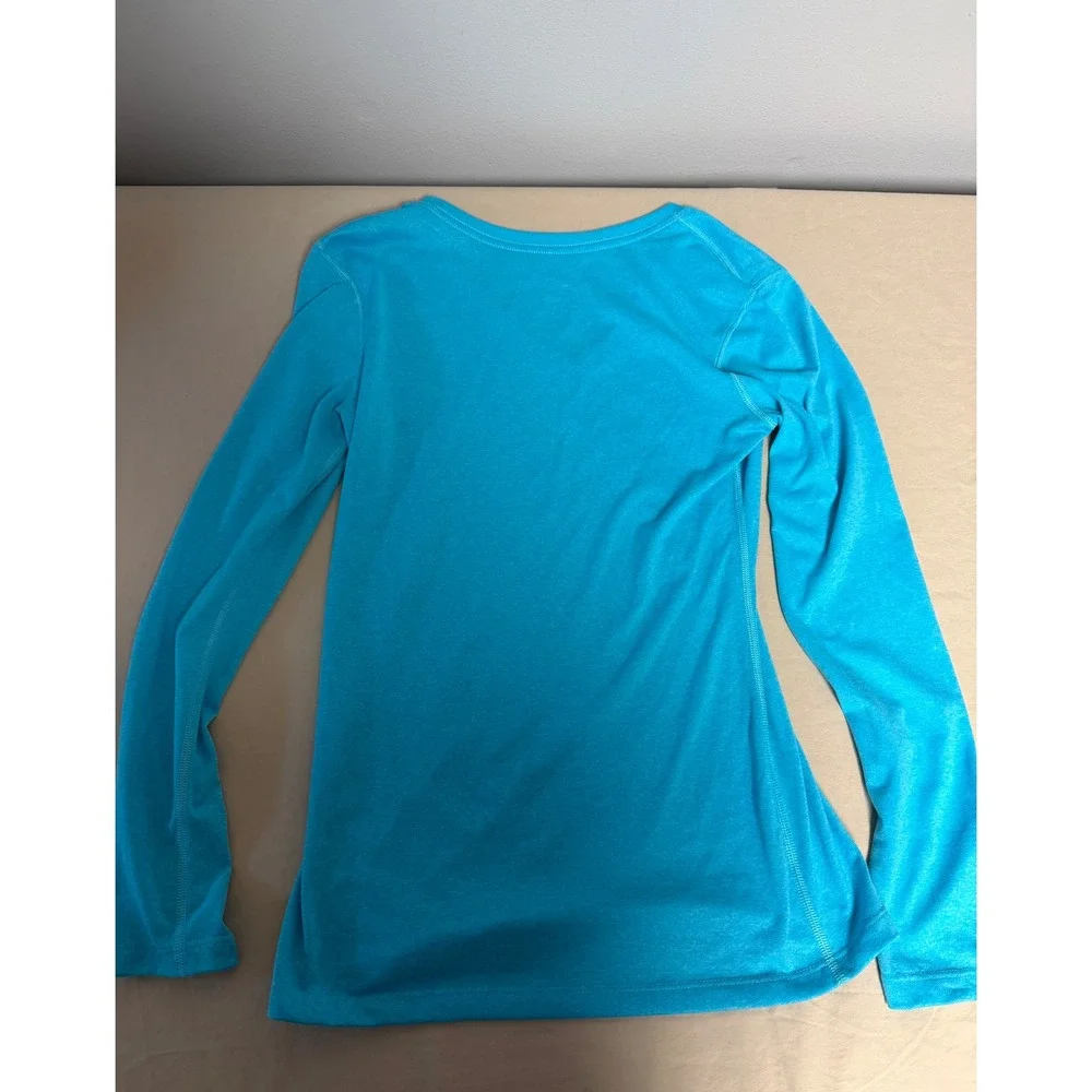 Nike Dri-FIT Womens V-Neck Long Sleeve Training Shirt Turquoise Heather XS